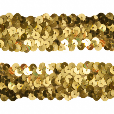 Тесьма с пайетками D16, шир. 30 мм/уп. 25+/-1 м, цвет золото - купить в Первоуральске. Цена: 1 087.39 руб.