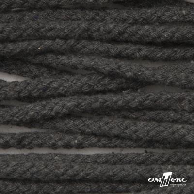 Шнур плетеный d-6 мм круглый, 70% хлопок 30% полиэстер, уп.90+/-1 м, цв.1088-т.серый - купить в Первоуральске. Цена: 588 руб.