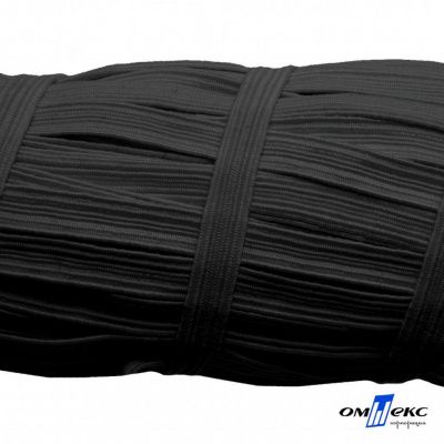 Резиновые нити с текстильным покрытием, шир. 6 мм (55 м/уп), цв.-черный - купить в Первоуральске. Цена: 210.75 руб.