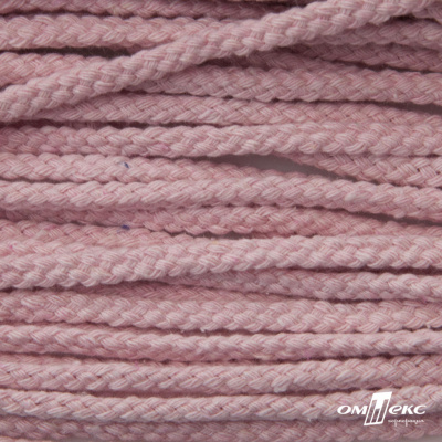 Шнур плетеный d-6 мм круглый, 70% хлопок 30% полиэстер, уп.90+/-1 м, цв.1087-розовый - купить в Первоуральске. Цена: 588 руб.