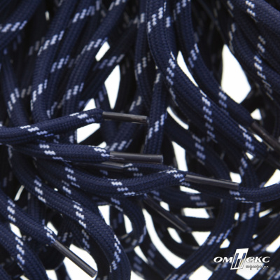 Шнурки #107-19, круглые 130 см, двухцветные цв.тём.синий/белый - купить в Первоуральске. Цена: 22.14 руб.