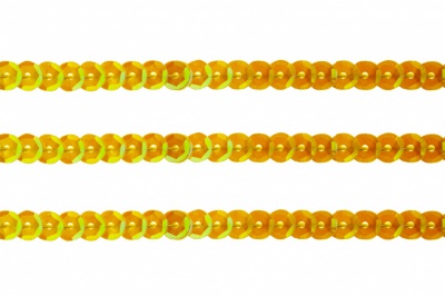 Пайетки "ОмТекс" на нитях, CREAM, 6 мм С / упак.73+/-1м, цв. 92 - золото - купить в Первоуральске. Цена: 484.77 руб.