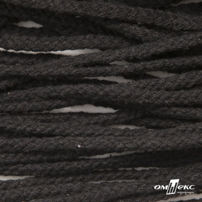 Шнур плетеный d-6 мм круглый, 70% хлопок 30% полиэстер, уп.90+/-1 м, цв.1078-черный - купить в Первоуральске. Цена: 594 руб.