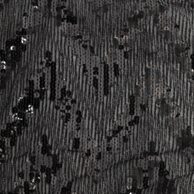 Трикотажное полотно с пайетками, шир.130 см, #311-бахрома чёрная - купить в Первоуральске. Цена 1 183.35 руб.