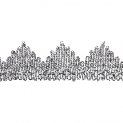 Тесьма металлизированная 0384-0240, шир. 40 мм/уп. 25+/-1 м, цвет серебро - купить в Первоуральске. Цена: 490.74 руб.