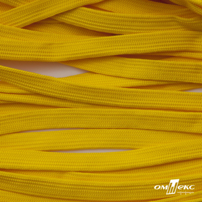 Шнур плетеный (плоский) d-12 мм, (уп.90+/-1м), 100% полиэстер, цв.269 - жёлтый - купить в Первоуральске. Цена: 8.62 руб.