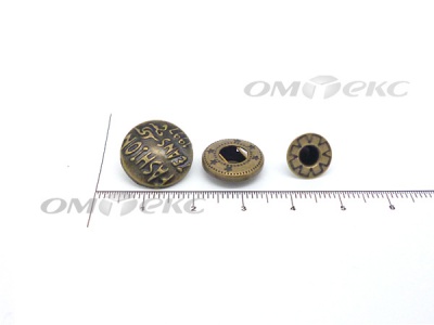 Кнопки металл 15 мм альфа антик с рис.№3  - купить в Первоуральске. Цена: 2.90 руб.