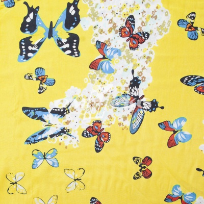 Плательная ткань "Софи" 7.2, 75 гр/м2, шир.150 см, принт бабочки - купить в Первоуральске. Цена 241.49 руб.