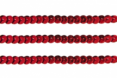 Пайетки "ОмТекс" на нитях, SILVER-BASE, 6 мм С / упак.73+/-1м, цв. 3 - красный - купить в Первоуральске. Цена: 468.37 руб.