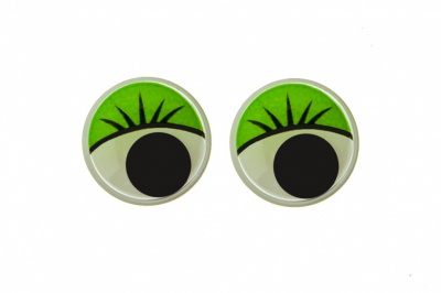 Глазки для игрушек, круглые, с бегающими зрачками, 15 мм/упак.50+/-2 шт, цв. -зеленый - купить в Первоуральске. Цена: 113.01 руб.