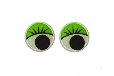 Глазки для игрушек, круглые, с бегающими зрачками, 12 мм/упак.50+/-2 шт, цв. -зеленый - купить в Первоуральске. Цена: 95.04 руб.