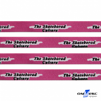 Тесьма отделочная (киперная) 10 мм, 100% хлопок,"THE SKATEBOARD CULIURE"(45 м) цв.121-26 -яр.розовый - купить в Первоуральске. Цена: 850.62 руб.