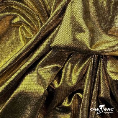 Трикотажное полотно голограмма, шир.140 см, #602 -чёрный/золото - купить в Первоуральске. Цена 385.88 руб.