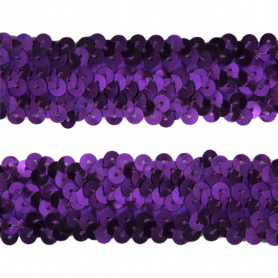 Тесьма с пайетками 12, шир. 30 мм/уп. 25+/-1 м, цвет фиолет - купить в Первоуральске. Цена: 1 098.48 руб.