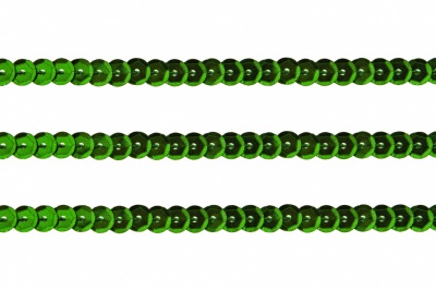 Пайетки "ОмТекс" на нитях, SILVER-BASE, 6 мм С / упак.73+/-1м, цв. 4 - зеленый - купить в Первоуральске. Цена: 484.77 руб.