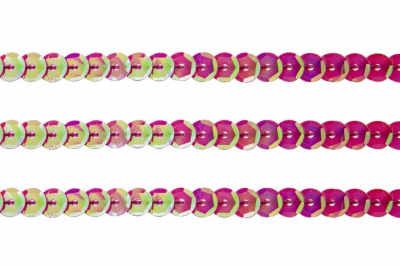 Пайетки "ОмТекс" на нитях, CREAM, 6 мм С / упак.73+/-1м, цв. 89 - розовый - купить в Первоуральске. Цена: 468.37 руб.