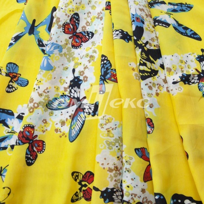 Плательная ткань "Софи" 7.2, 75 гр/м2, шир.150 см, принт бабочки - купить в Первоуральске. Цена 241.49 руб.
