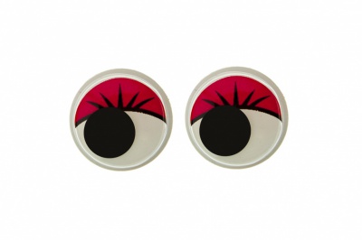 Глазки для игрушек, круглые, с бегающими зрачками, 12 мм/упак.50+/-2 шт, цв. -красный - купить в Первоуральске. Цена: 95.04 руб.